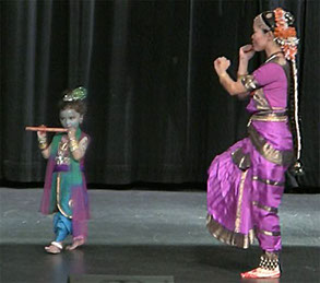 Little Krishna and devotee in Bharatanatyam dance