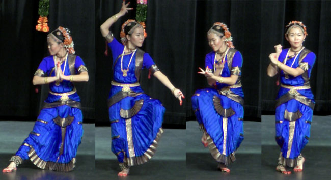 Bharatanatyam dance performance poses