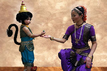 Pose from a Bharatanatyam performance depicting Hanuman and Sita